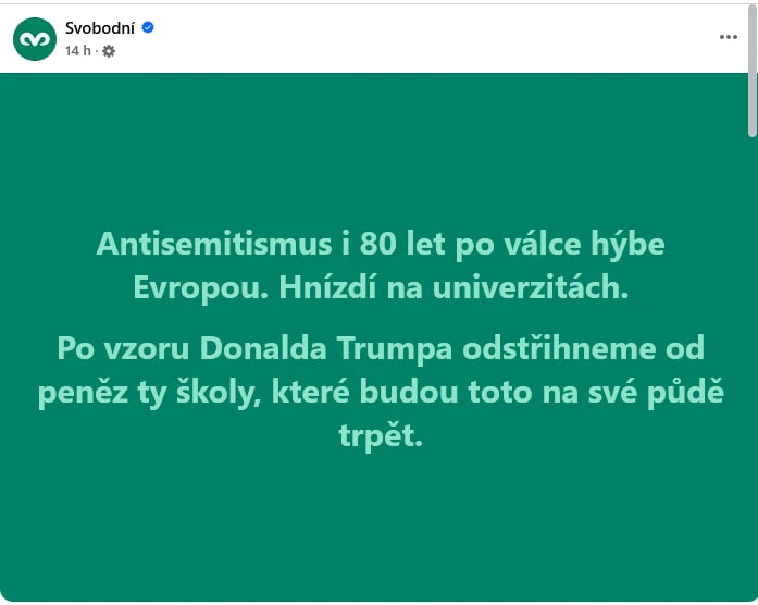 svobodní facebookový příspěvek